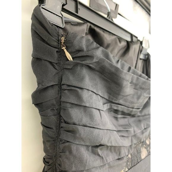 Womens Express Ruched Little Black Mini Dress Size 0 XS Side Zip Strapless 1160 - Picture 5 of 6